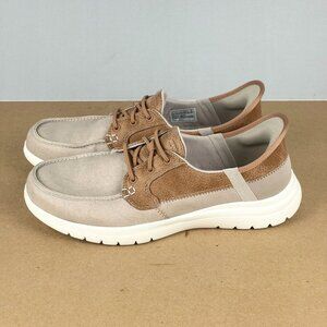 Skechers On the Go Flex Embark Boat Shoes Womens 8.5 Taupe Tan Slip On